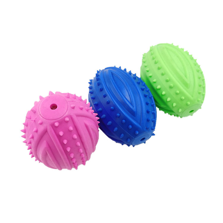 Pelota de juguete para mascotas nuevo rugby TPR perro sonido pelota de goma entrenamiento para perros juguete interactivo precio de fábrica ventas directas