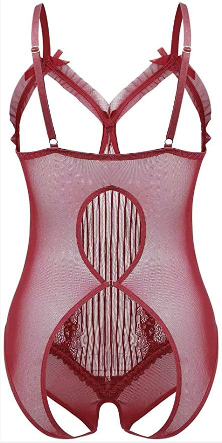 New Sexy Hollow Out Mesh Suspender Jumpsuit And Fun Lingerie_voghion.com