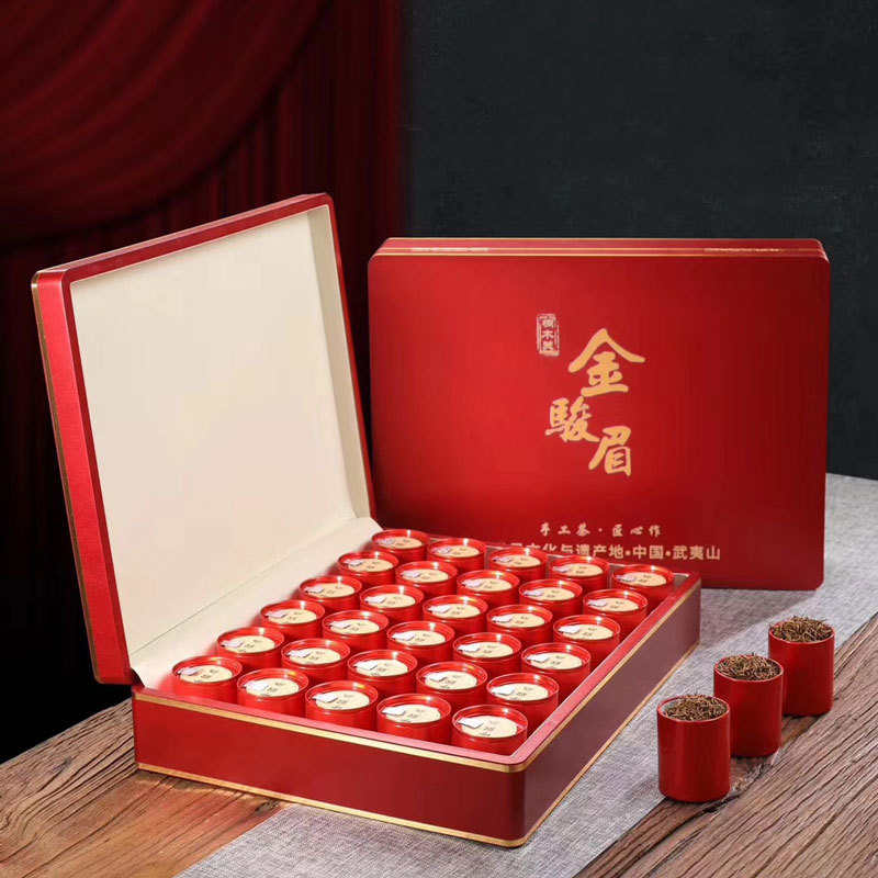 金边拉丝实木盒小罐礼盒茶叶包装岩茶白茶小青柑一泡易撕铝罐铁罐