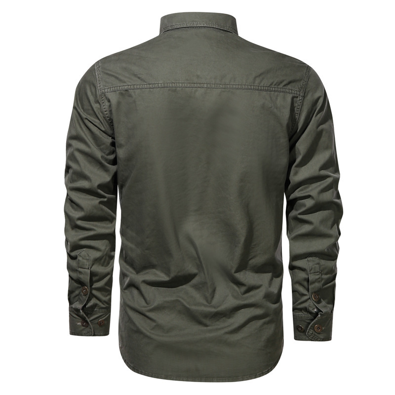 2024 Nuovo autunno casual puro cotone lavato stile militare oversize abbigliamento da lavoro manica lunga uomo_voghion.com