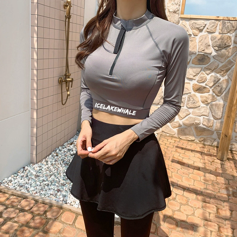 Long-sleeve, split swimwear, thermometer, 2021 collection, sun protection, high waist, fitted
