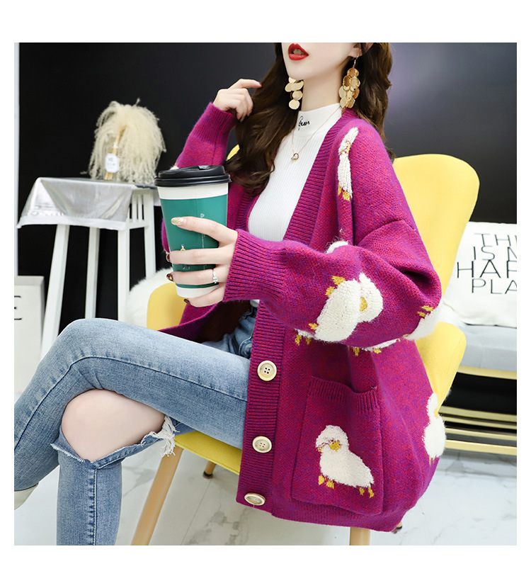 Women's Cardigan Long Sleeve Sweaters & Cardigans Embroidery Casual Sheep display picture 7