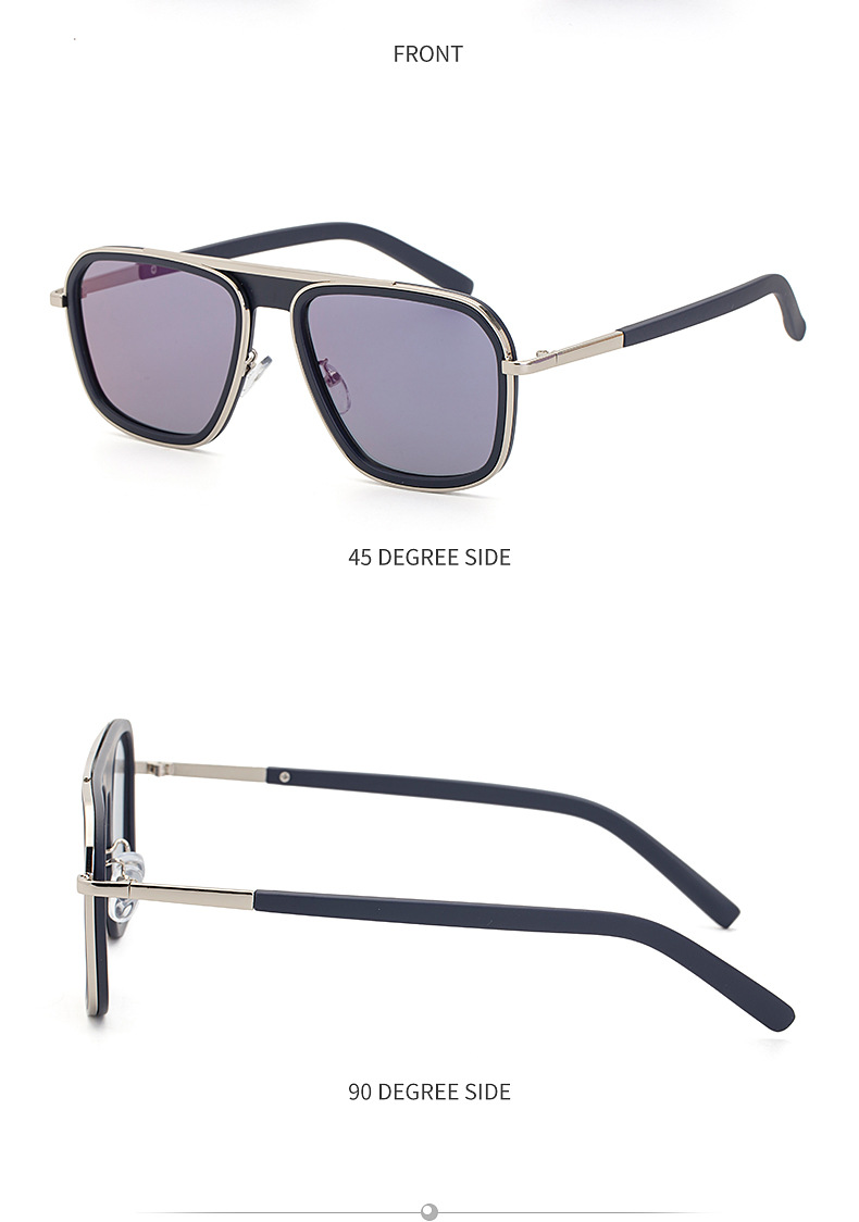 2022 Nueva Moda Retro Cuadrado Completo Marco De Metal Gafas De Sol Para Hombres Al Por Mayor display picture 3