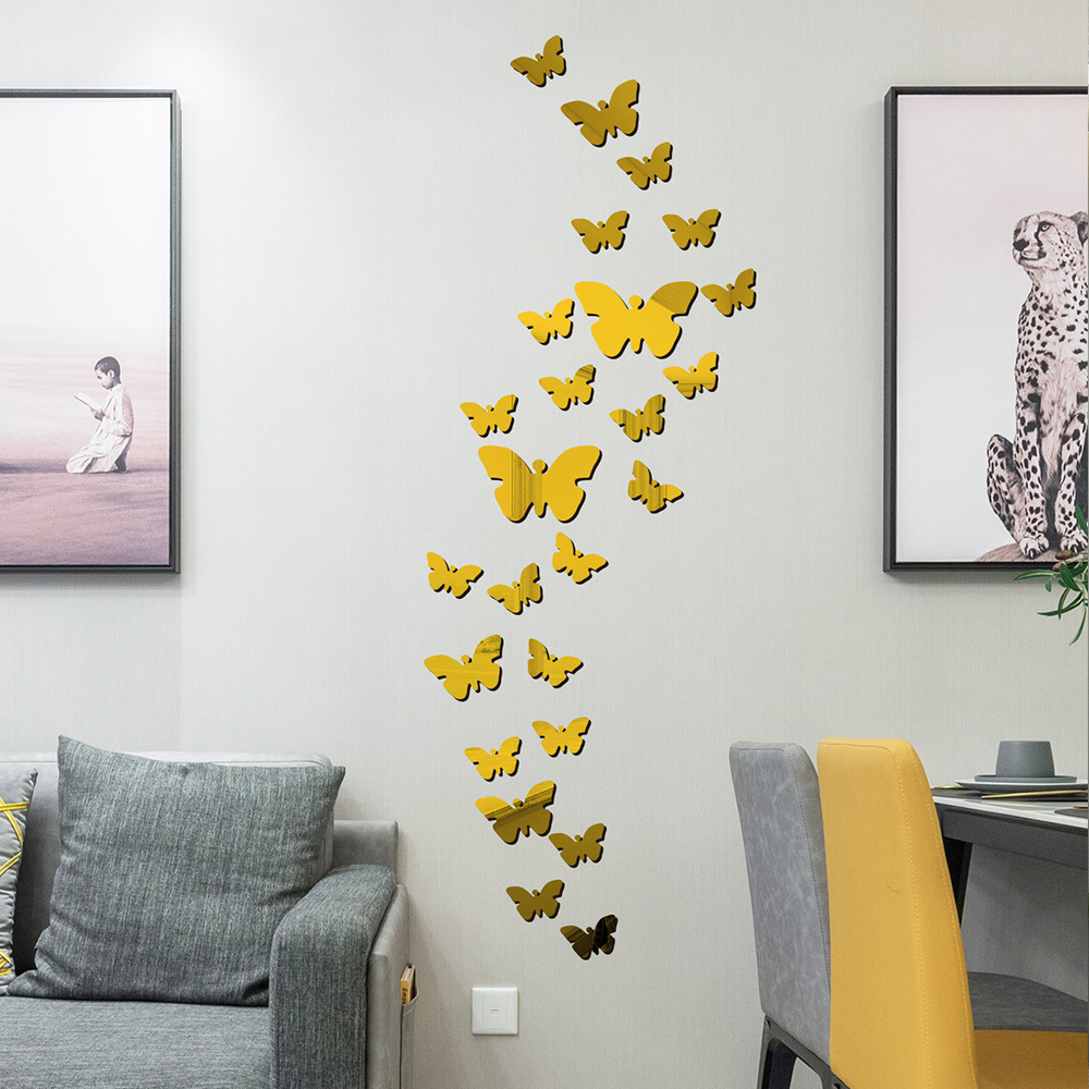 New Colorful Butterfly Flying Acrylic Mirror Wall Stickers display picture 3