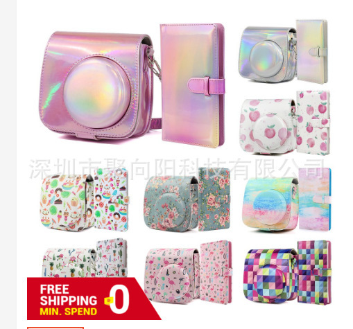 Polaroid Camera instax mini 12 11 9 8+8 Camera Bag Shoulder Strap 108 Page Album Set