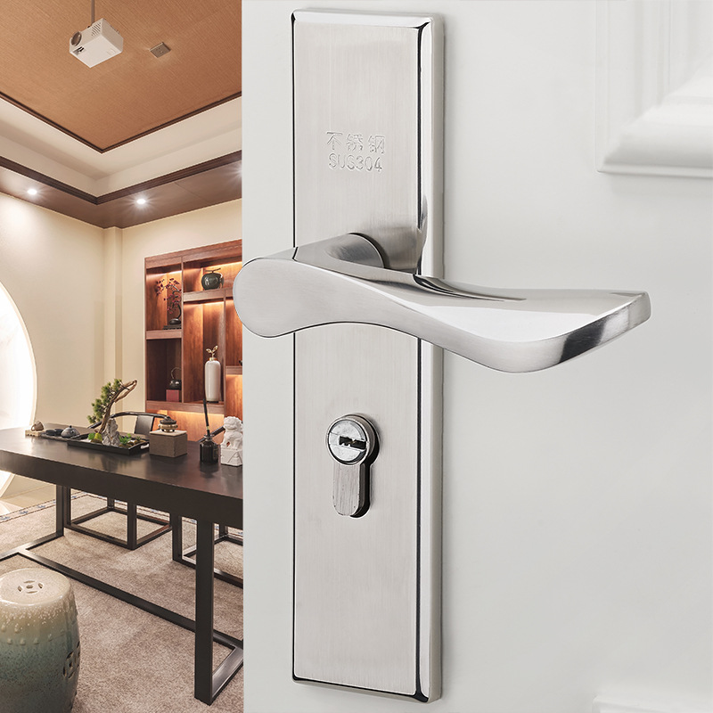 De estilo europeo de acero inoxidable de la puerta del hogar cerradura de la puerta del dormitorio de interior universal Mute puerta de madera baño cerradura de la puerta