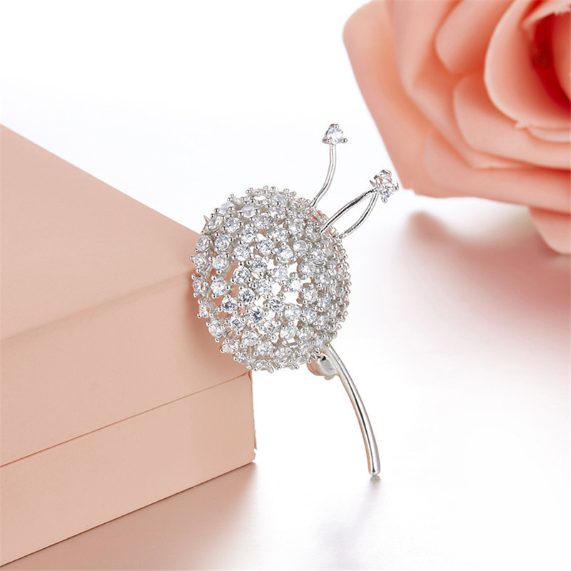 New Simple Inlaid Zircon Dandelion Brooches  for Women Fashion Shawl Pins Dress  Corsage Prom Clothing Accessories  Brooch for Men