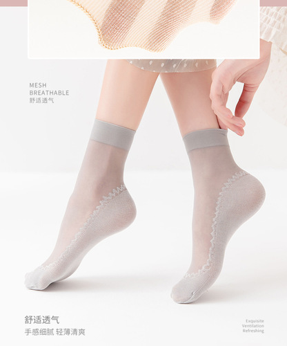 Summer and autumn thin silk stockings, anti-hook anti-slip velvet short silk stockings, wholesale sweat-absorbent women's silk stockings