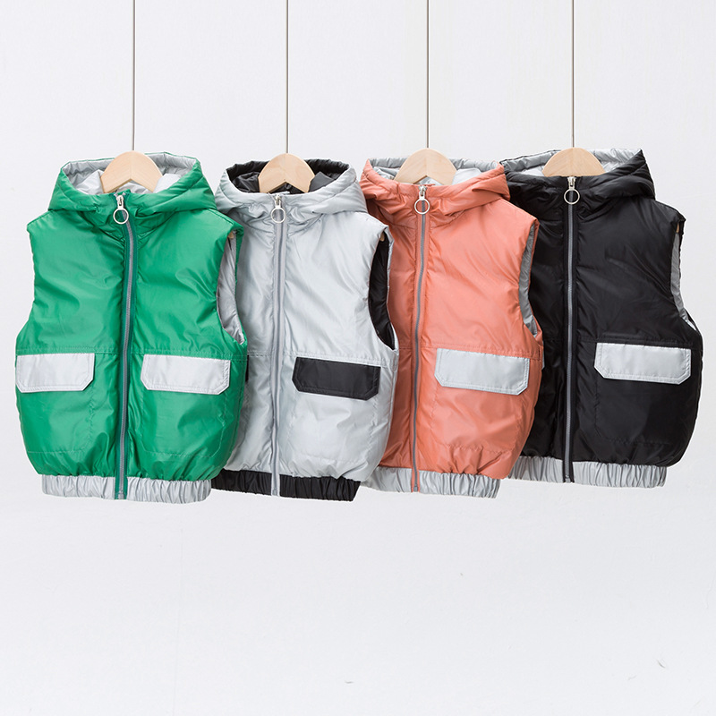 2020 new pattern children Down Vest Autumn and winter men and women Reflective Color matching Vest CUHK baby keep warm vest