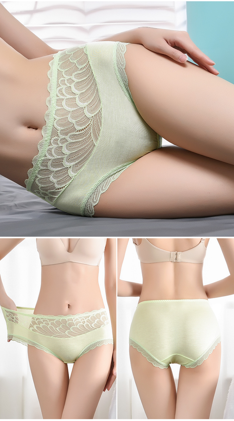 Solid Color Seamless Breathable Mid Waist Briefs display picture 3