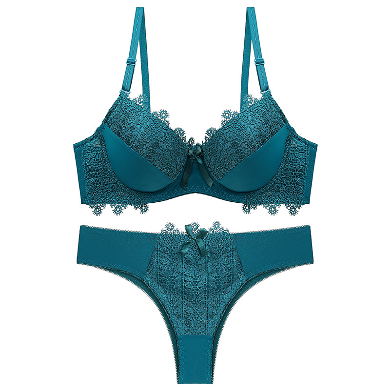 Wind Solid Color Sexy Bra Lace B C Thin Cup Underwear Set_voghion.com