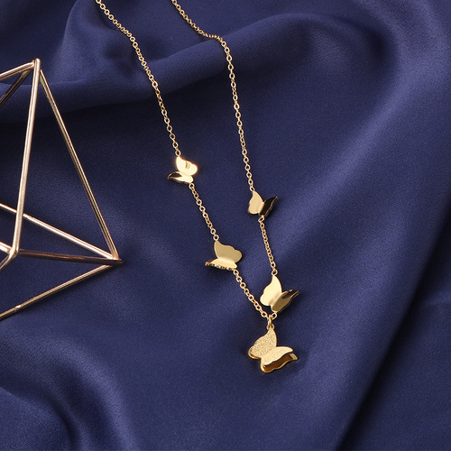 Adorable butterfly non-fading necklace female trendy internet celebrity ins cold style design neck necklace light luxury clavicle chain