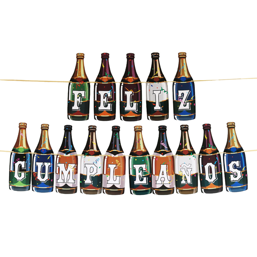 1啤酒瓶西语拉旗(白底)