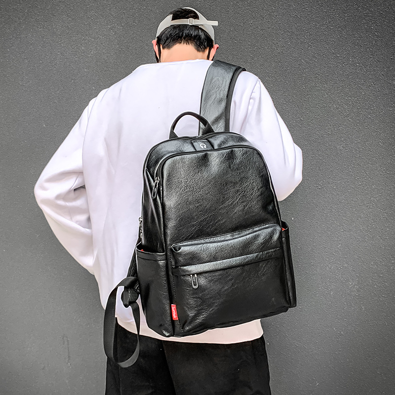 student schoolbag Men's Doubles Shoulder bag pu Korean Edition Computer package High-capacity travel knapsack backpack Wholesale custom
