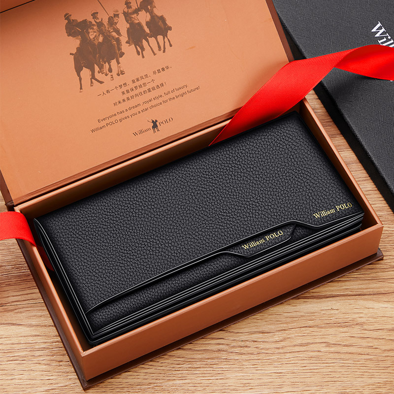 英皇保罗卡包男真牛皮大容量长款钱包驾驶证套防盗刷防消磁13卡位|ru