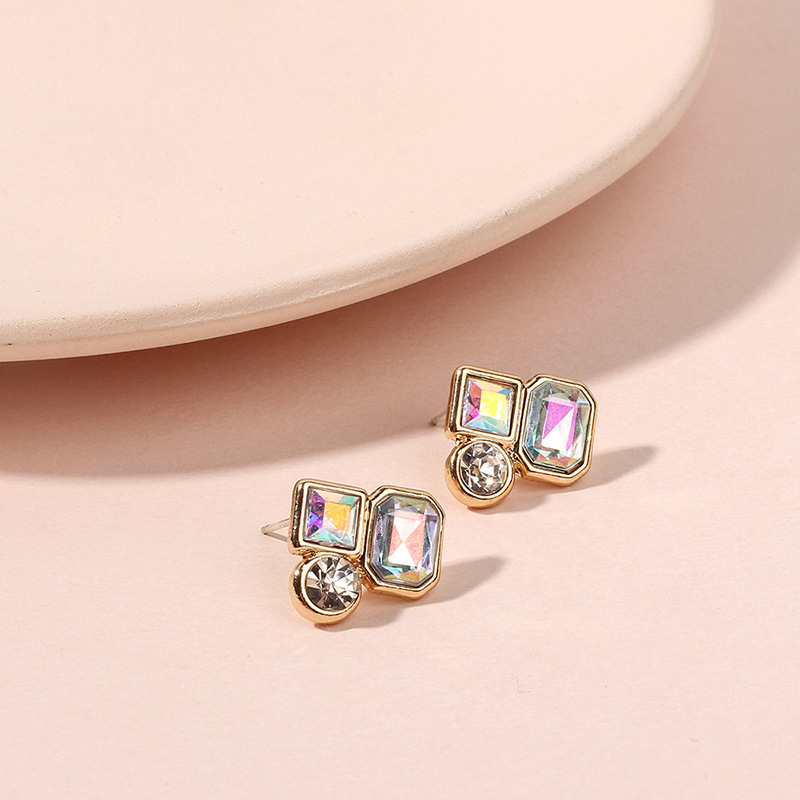 5g Weight Earrings Classification Housewarming, Anniversary, Business, Wedding, Travel, Birthday, Festival Occasion Geometric Pattern Women'S Gender Gold Color New Ladies Fashion Zircon Alloy Golden Simple All-match Earrings Wholesale Nihaojewelry 5