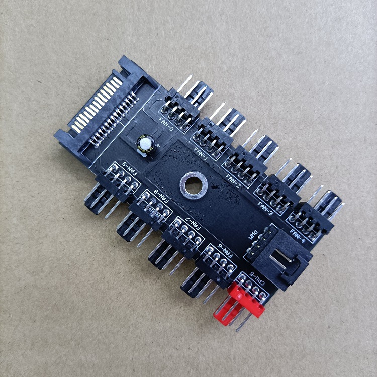 台式电脑机箱风扇hub集线器4p供电1分10路4针集线器pwm4pin接口