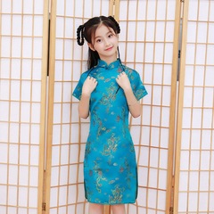 Children's cheongsam, big girl's summer princess dress, Chinese style girl's stage catwalk performance photo dress