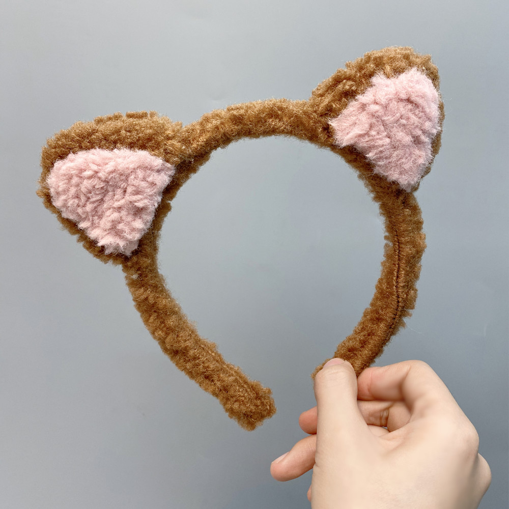 Lamb Hair Cute Bear Ears Plush Headband display picture 3