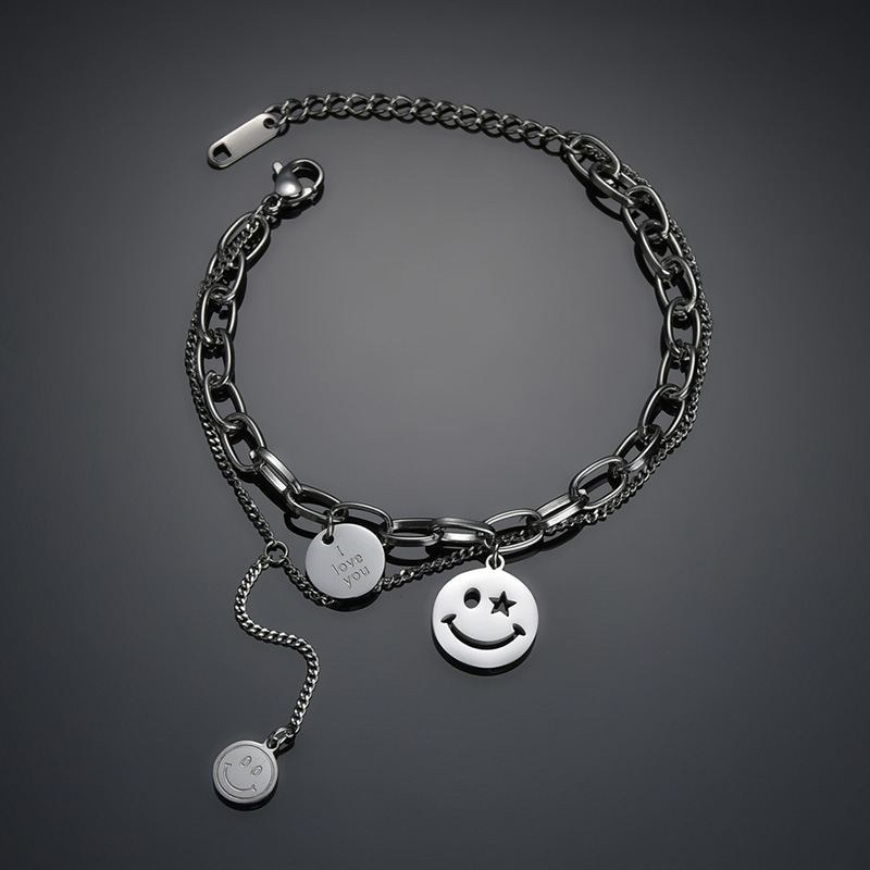 Bracelet En Acier Titane Smiley display picture 2