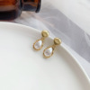 Fashionable silver needle, universal earrings from pearl, Japanese and Korean, silver 925 sample, internet celebrity