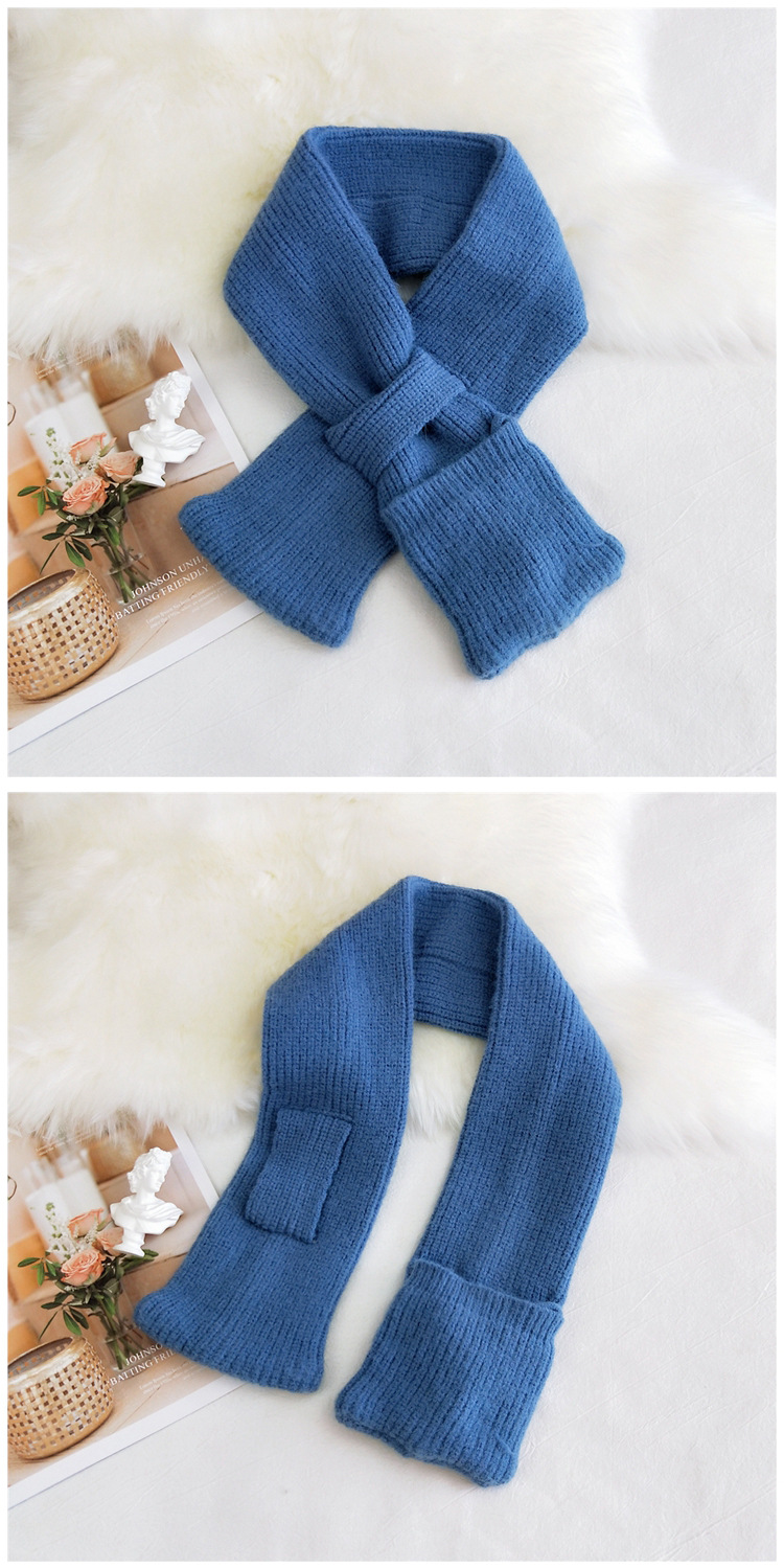 Bags Pure Color Cross Socket Knitted Wool Scarf display picture 6