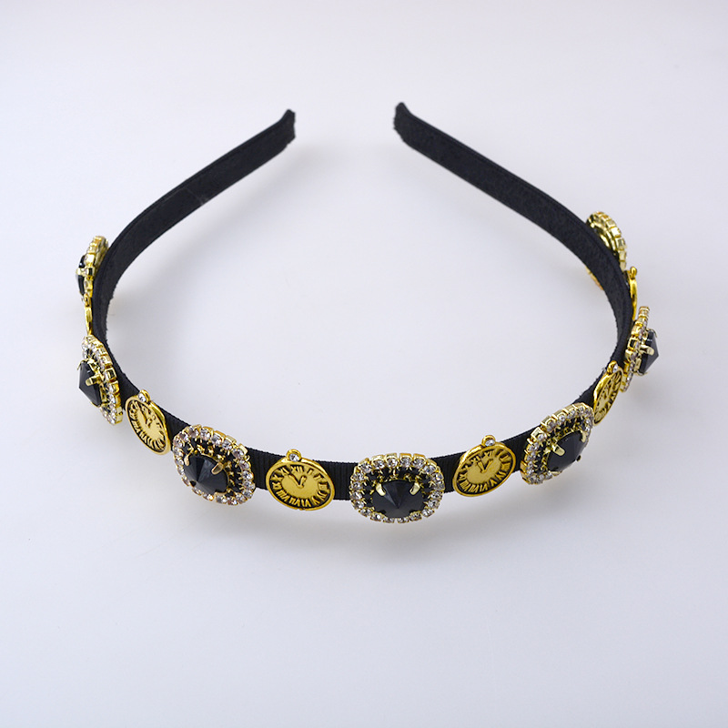 130g Weight Headwear Classification Housewarming, Wedding, Birthday Occasion Alloy Material Cartoon Character, Plaid Pattern Women'S Gender Plating Design Retro Style White, Black Color Simple Baroque Wild Fashion Cheap Headband Wholesale 6