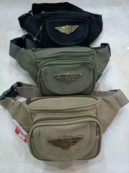 New washed canvas waist bag men's mobile phone waist bag in stock wholesale stall cashier wallet sports waist bag