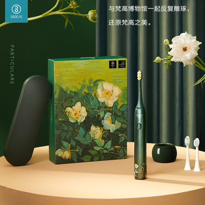 素士声波电动牙刷X3U 绿色 绿野玫瑰 梵高联名礼盒款