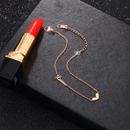 Love heart-shaped titanium steel anklet for women 18K rose gold ladies leg ring jewelry beach accessories jewelry