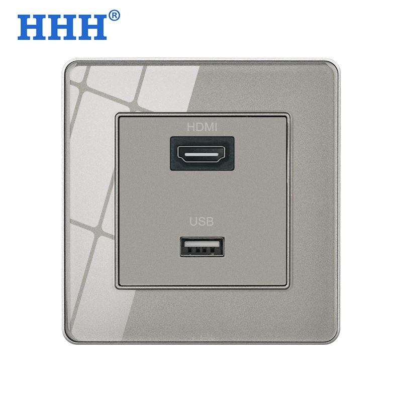 Multimedia socket panel AV headset audio Lotus three -hole socket+3.5 audio with single -port USB socket surface