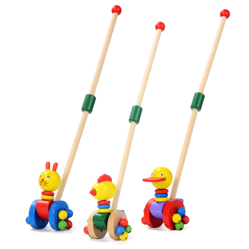 厂家直销卡通动物儿童手推车玩具婴儿木制0-1-3岁宝宝学步车木质