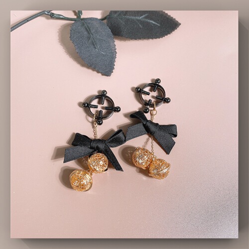 Breast clip, G-spot bell, breast bow, breast clip with playful bell, maid-style cuteness, fairy-like charm