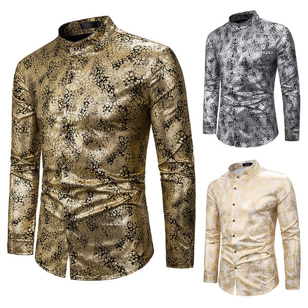 Men’s long sleeve shirt men’s gilt nightclub shirt