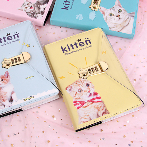 Password book creative cartoon cute girl diary notebook cover simple with lock handnotebook thick student