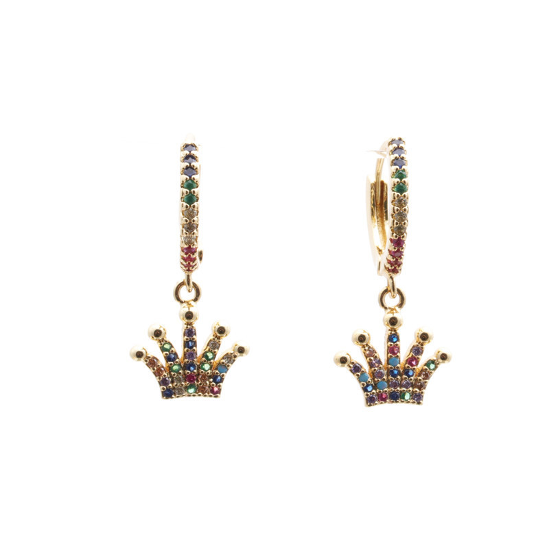 Jewelry Earrings Hot Earrings Micro-set Zircon Crown E Earrings Wholesale Nihaojewelry display picture 3