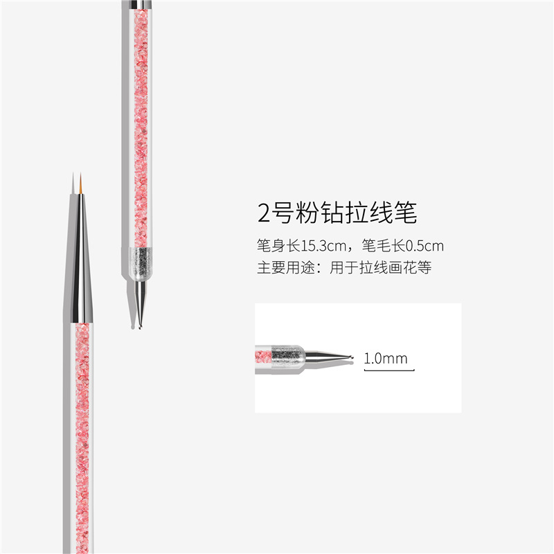 Venta directa de fábrica lentejuelas de uñas pluma de cristal de doble cabeza punto taladro dibujo pluma traje 10 piezas conjunto de uñas pluma