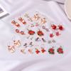 Earrings, small bell for elderly, Christmas set, suitable for import, 3 piece set