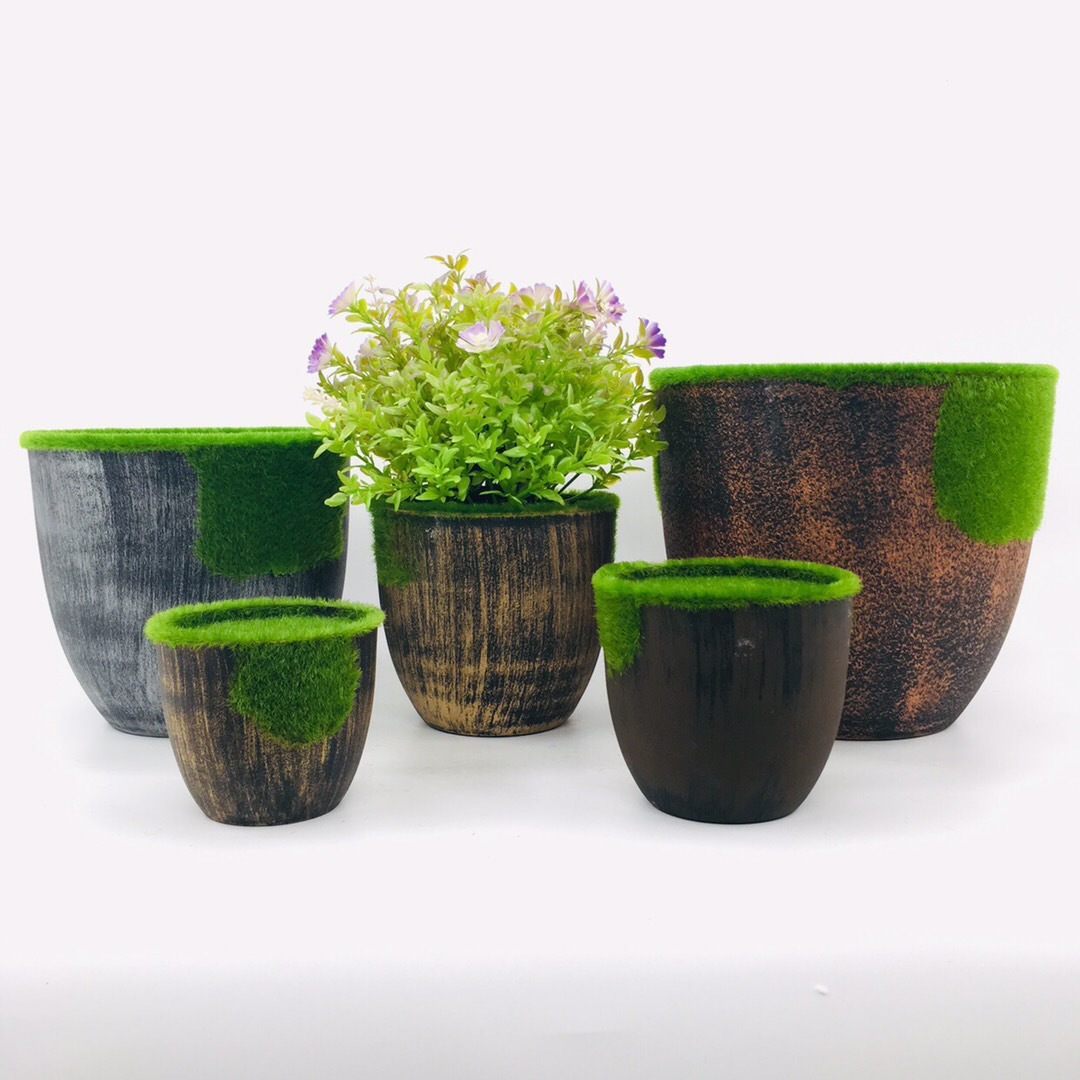 The manufacturer supplies simple and retro simulated flower arrangements, round flowerpots and plastic velvet flower POTS detail image 1