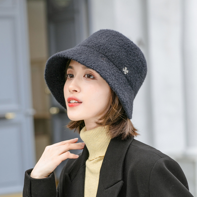 Ull bucket hat för kvinnor höst vinter trendig varm_voghion.com