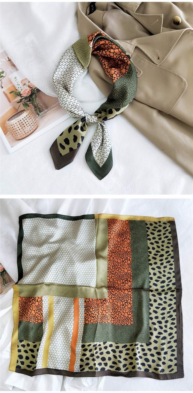 Small Square Silk Fashion Scarf display picture 22