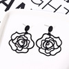 Retro black fashionable universal earrings, European style, wide color palette, flowered, simple and elegant design