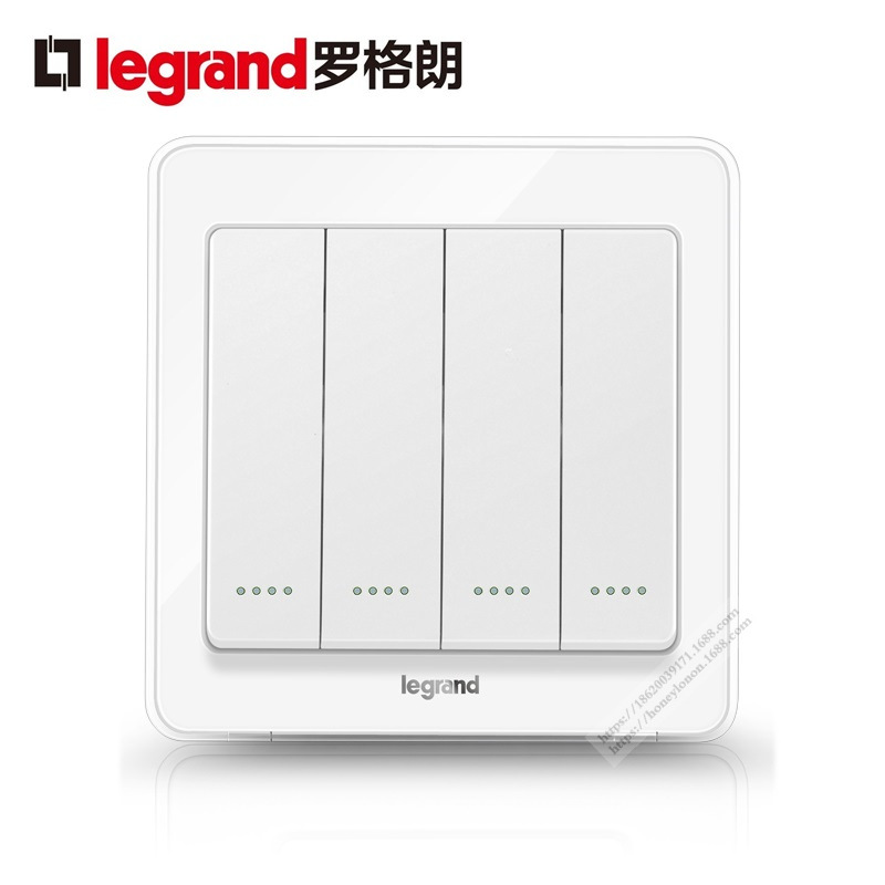 Legrand/罗格朗 逸典圆 四位单控带荧光开关 (冰莹白)V7/34/1/2DY