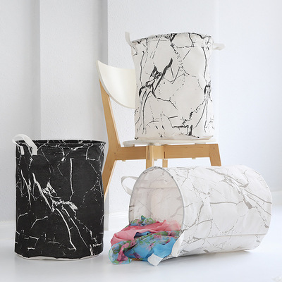 大理石条纹布艺脏衣篓折叠玩具衣物放脏衣服的收纳筐收纳桶洗衣篮|ms