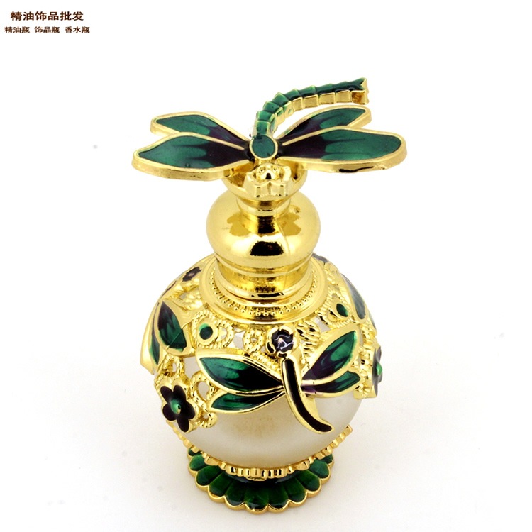 中国精油饰品网15ml绿色蜻蜓花纹球形香水瓶1.jpg