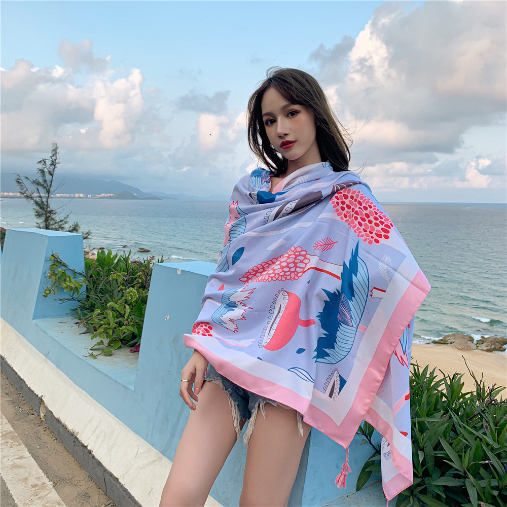 thumbnail image 1 of Toalla de playa de doble uso para mujer, chal protector solar de verano para la playa con bufanda, sección delgada, bufanda de gasa de gran tamaño que combina con todo, 180*90cm, 1 of 2
