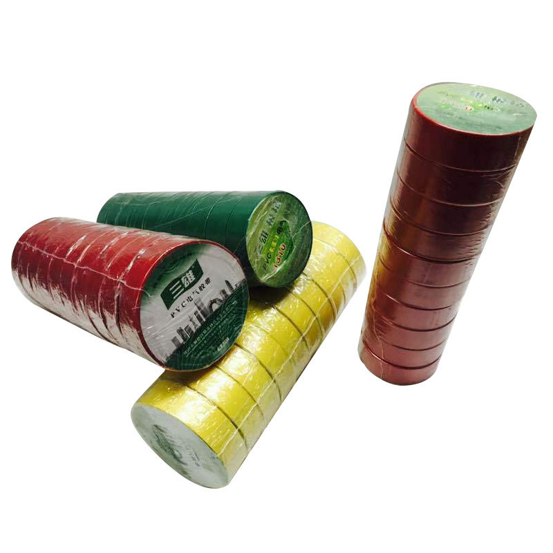 防水三雄绝缘阻燃电工电线电气PVC胶布耐高温无铅电气胶布高粘红