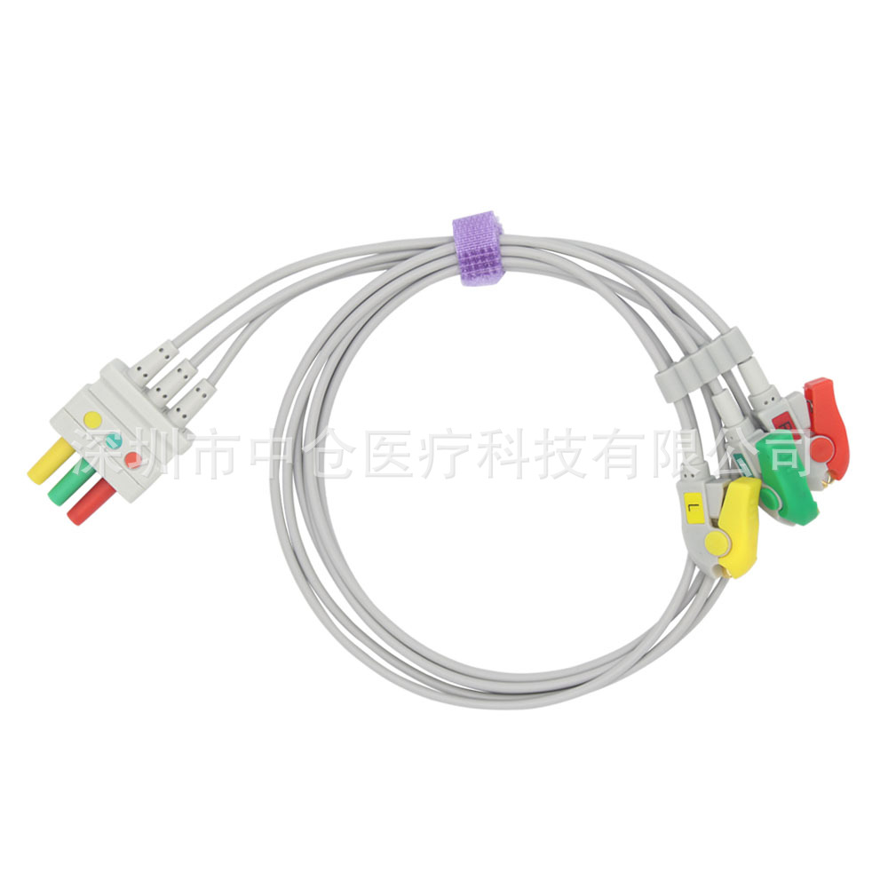 兼容Drager-Siemens德尔格西门子 分体三导心电线  夹式  欧标