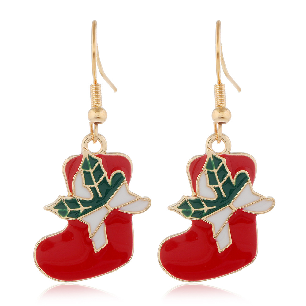 Cartoon Christmas Alloy Dripping Santa Claus Elk Earrings Set Wholesale Nihaojewelry display picture 2