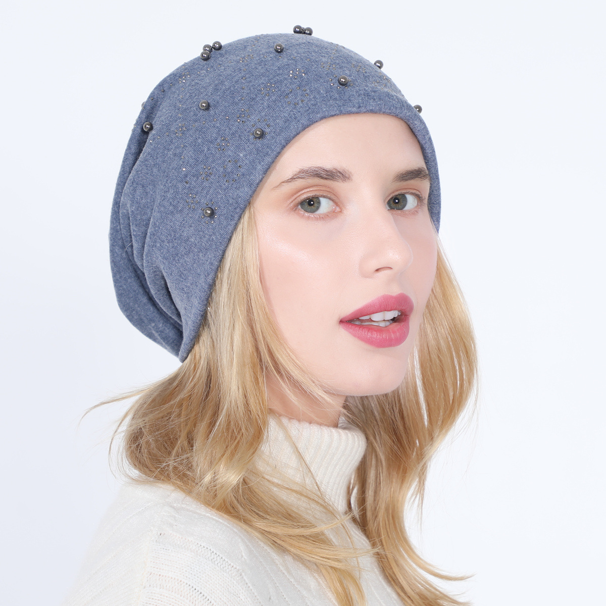 Pull à perles en coton Double couche pour femmes, ensemble de diamants chauds, à la mode, polyvalent, clair de lune chaud, nouvelle collection automne et hiver_voghion.com